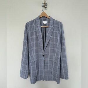 Treasure & Bond Gray Plaid Blazer | Size L | Gray Work Jacket